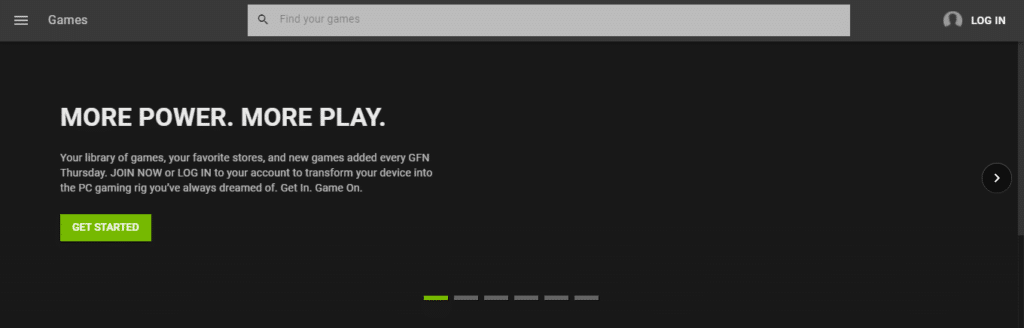 Nvidia GeForce Now Login Page
